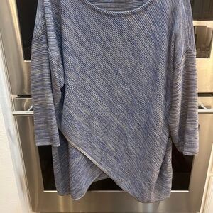 Misook Heathered Blue Crew Neck Sweater